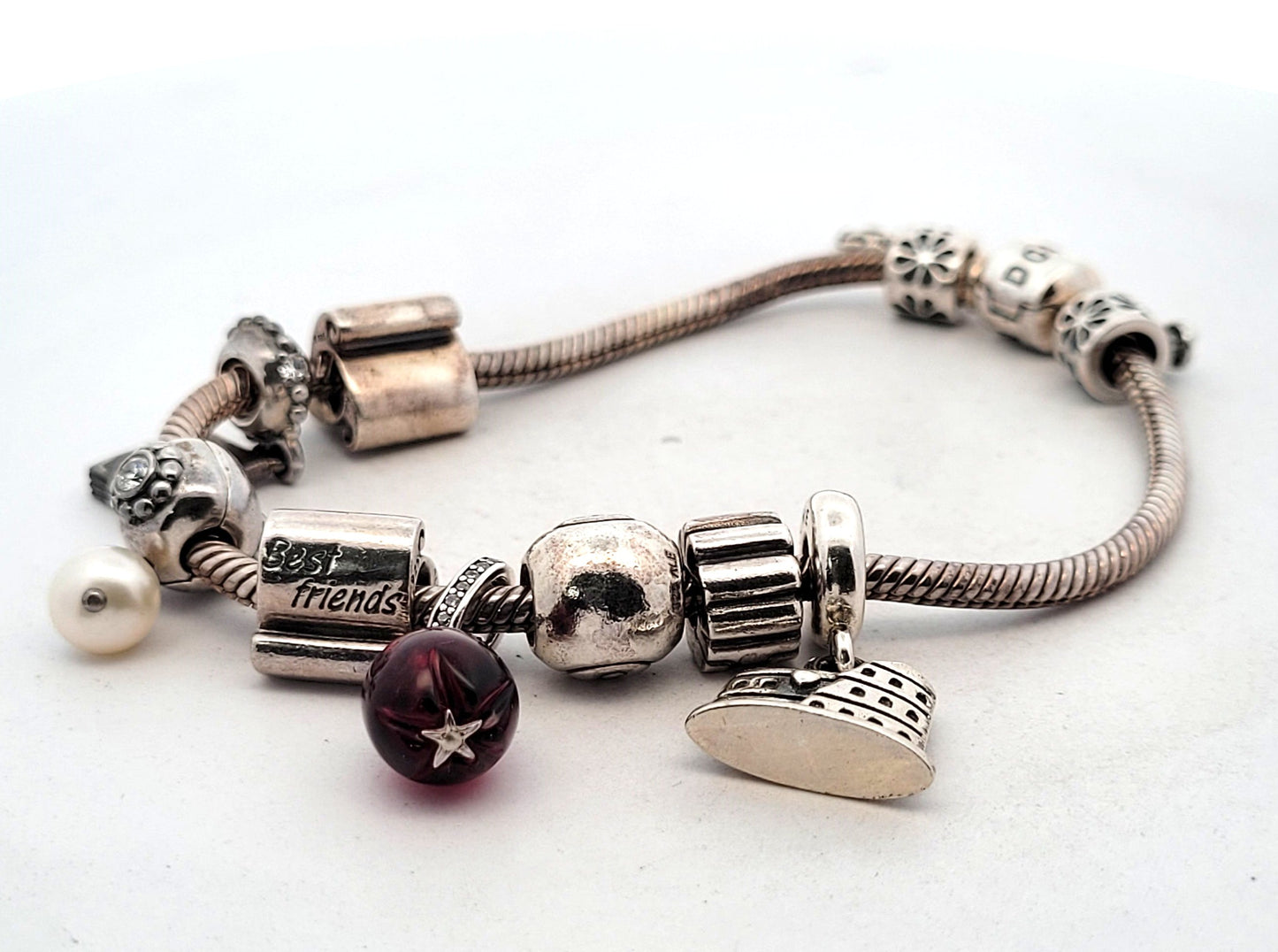 Pandora Sterling Silver Snake Chain Unique Charm Bracelet