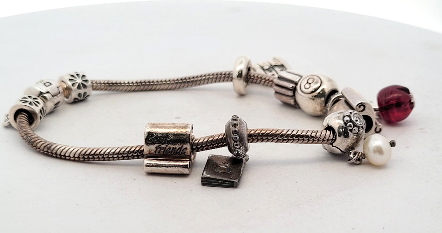 Pandora Sterling Silver Snake Chain Unique Charm Bracelet