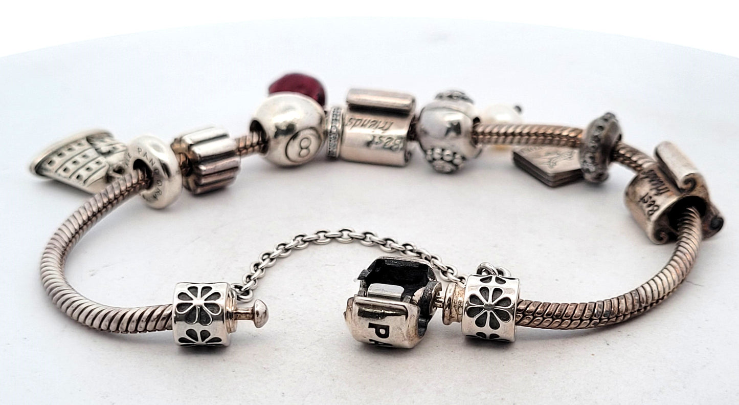 Pandora Sterling Silver Snake Chain Unique Charm Bracelet