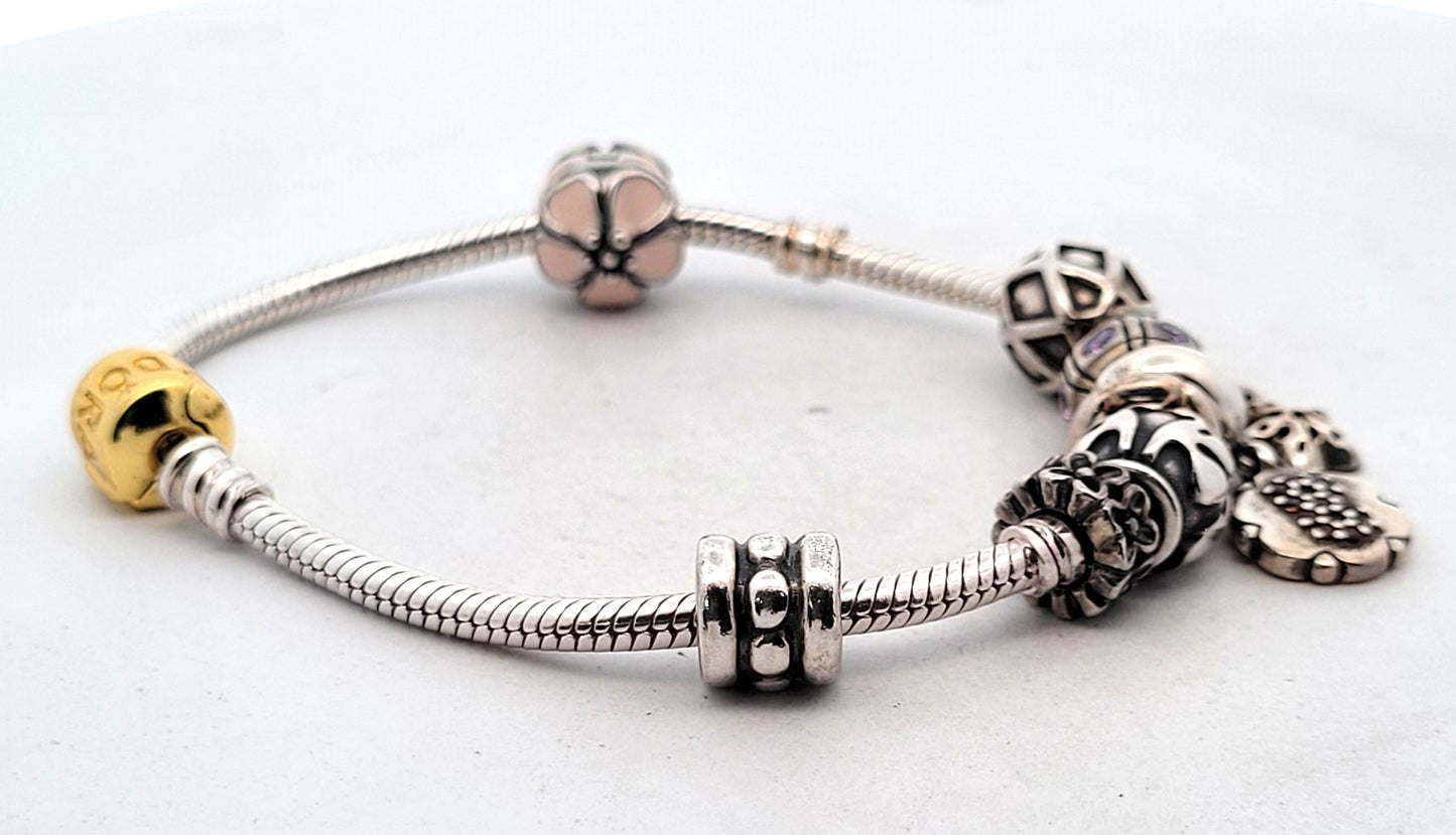 Pandora Sterling Silver Snake Chain Charm Bracelet