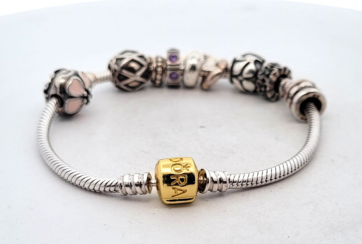 Pandora Sterling Silver Snake Chain Charm Bracelet