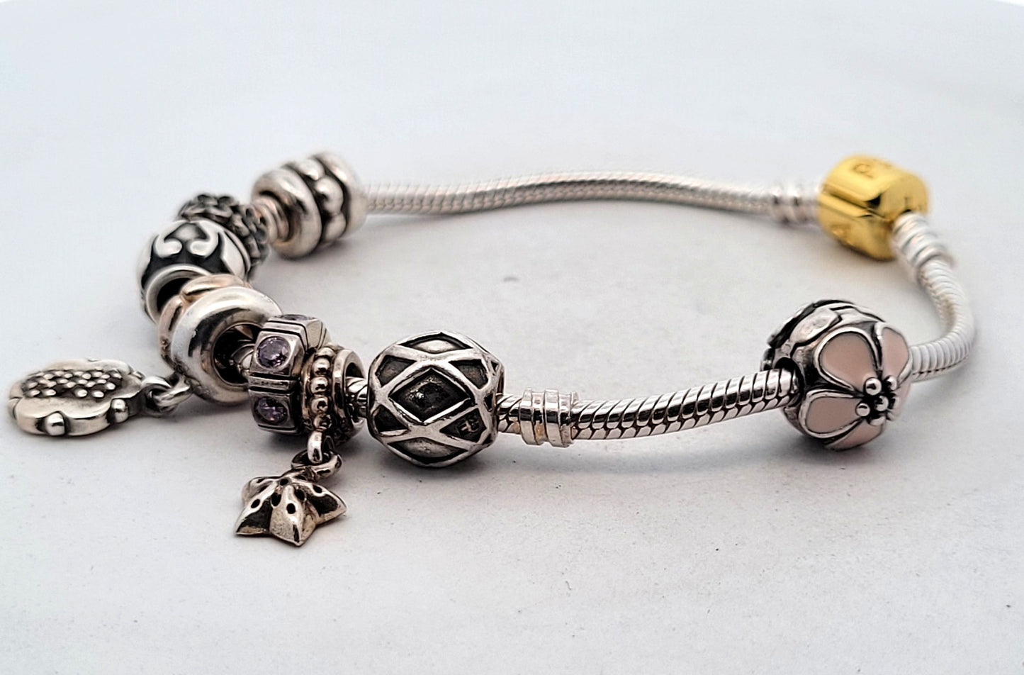 Pandora Sterling Silver Snake Chain Charm Bracelet