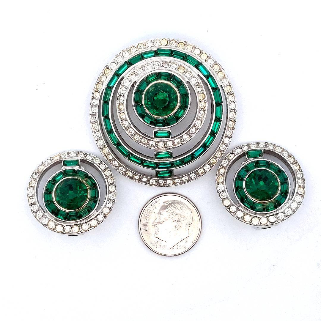 Designer $550 Costume Fantasy Matching Brooch & Earrings Jewlery Set