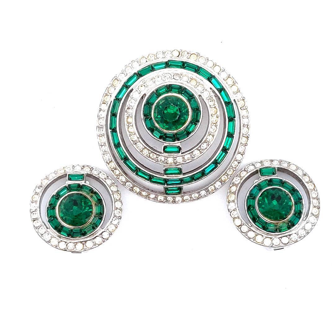 Designer $550 Costume Fantasy Matching Brooch & Earrings Jewlery Set