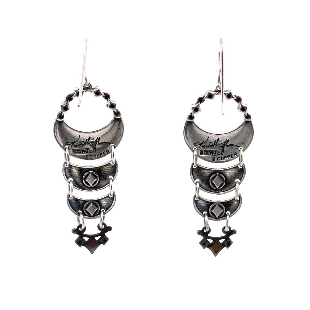 Designer $140 Kenneth Johnson Sterling Silver Copper Earrings