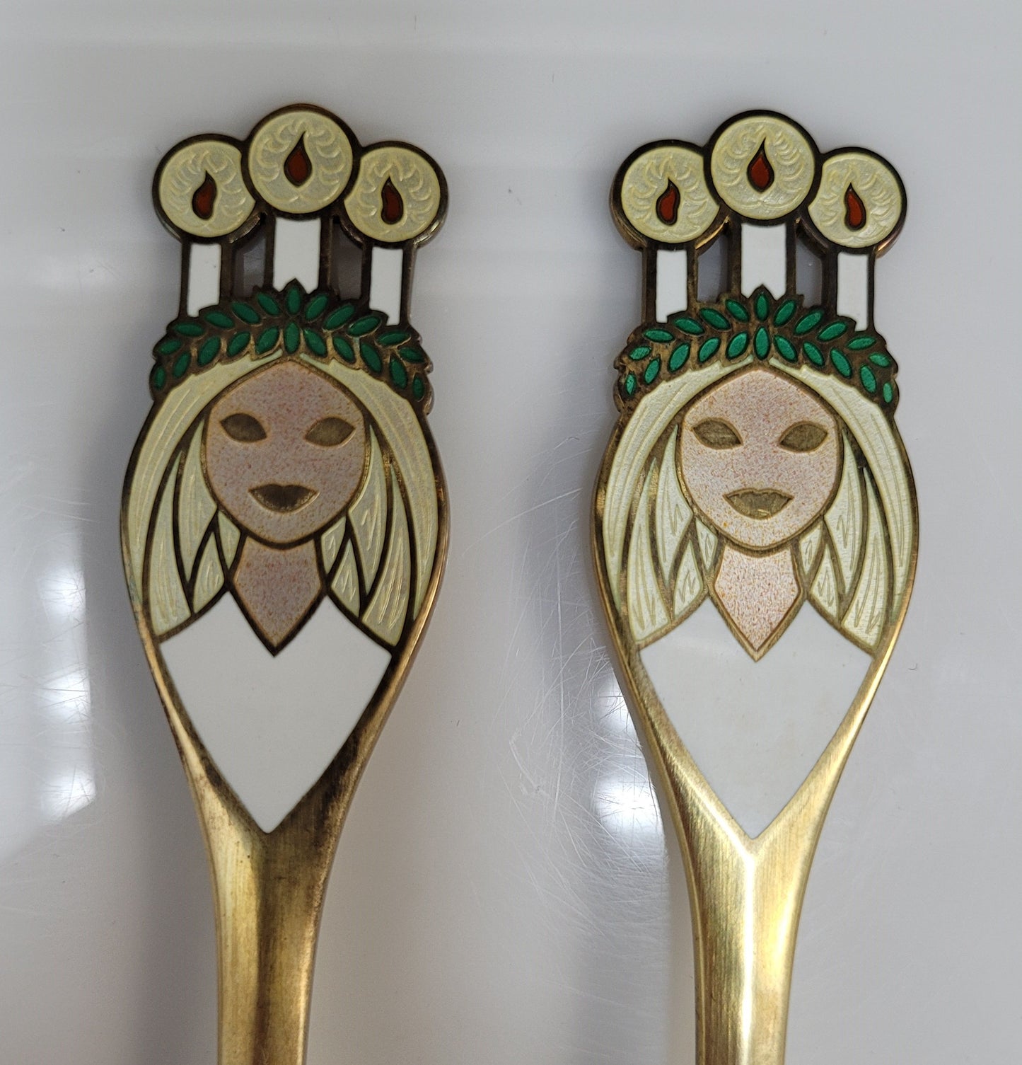 Vintage Sterling Silver A. Michelan Copenhagun Enamel Fork & Spoon