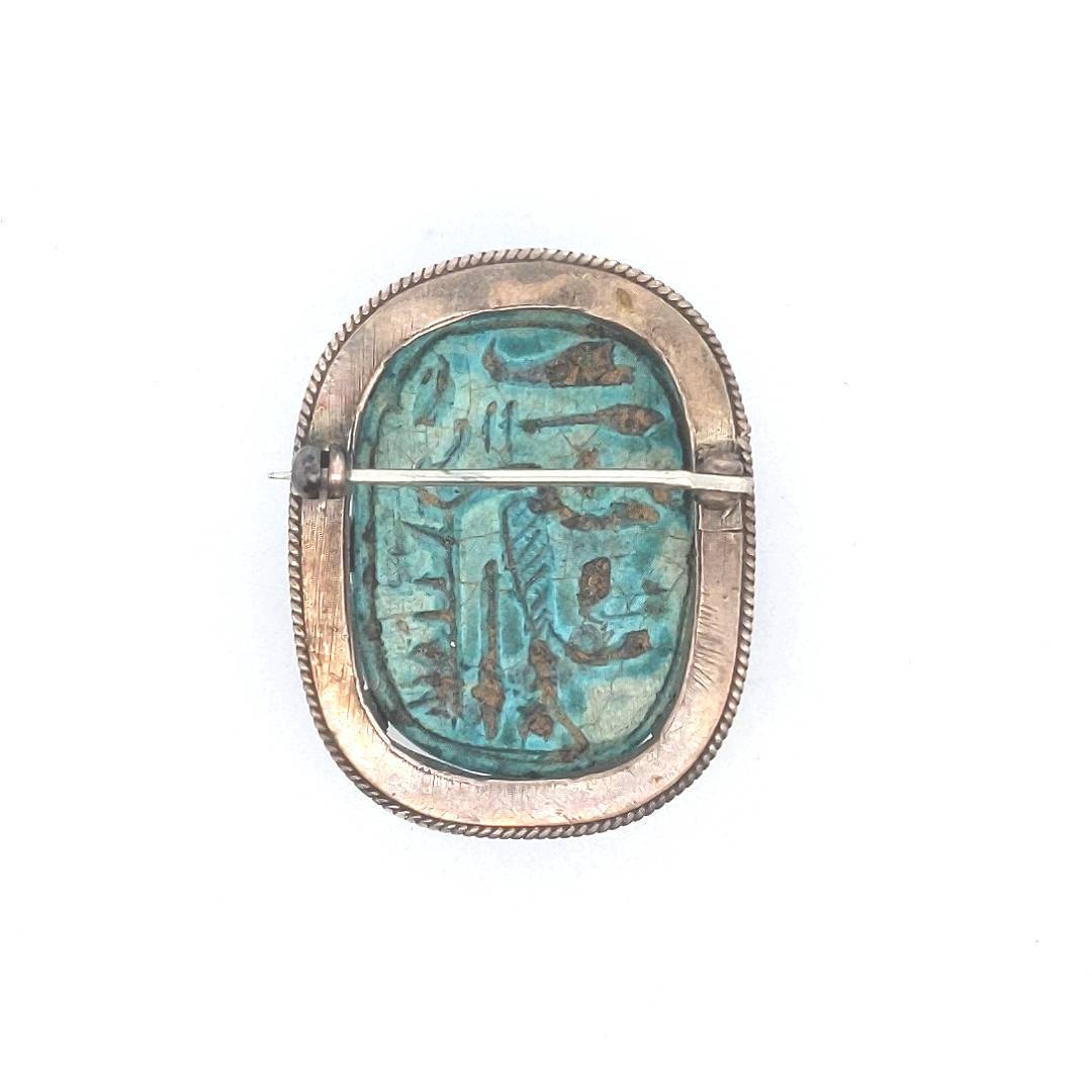 Estate $220 Sterling Silver Fiance Scarab Brooch