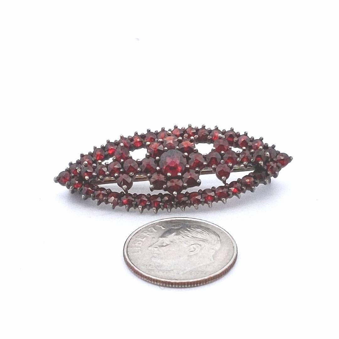 Vintage $150 800 Silver Bohemian Garnet Brooch