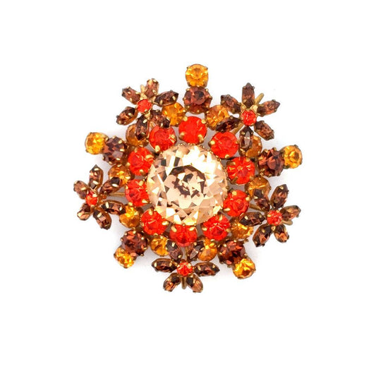 Designer $400 Fantasy Costume Orange Brown Brooch
