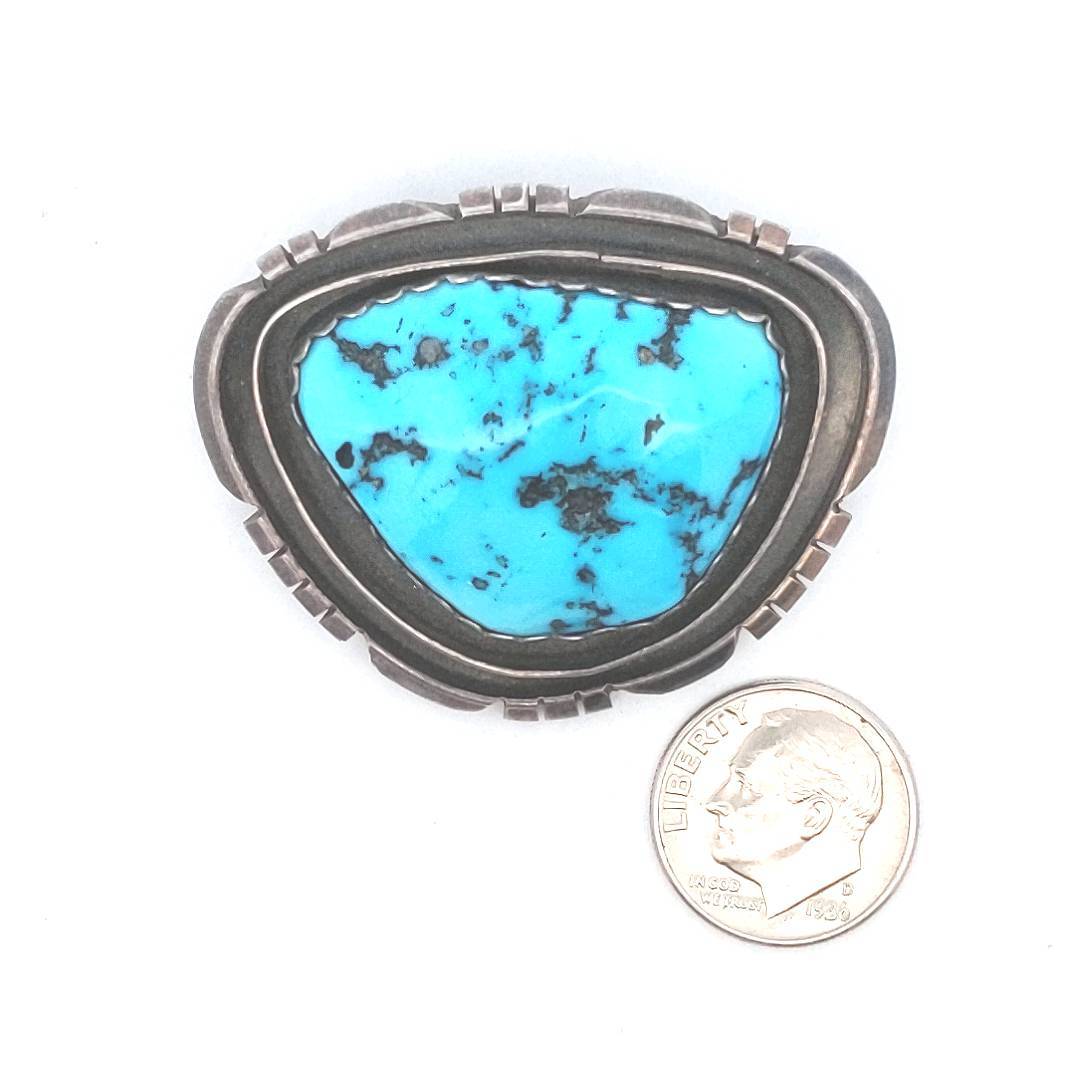 T.Rillie Sterling Silver Sleeping Beauty Turquoise Native American Brooch