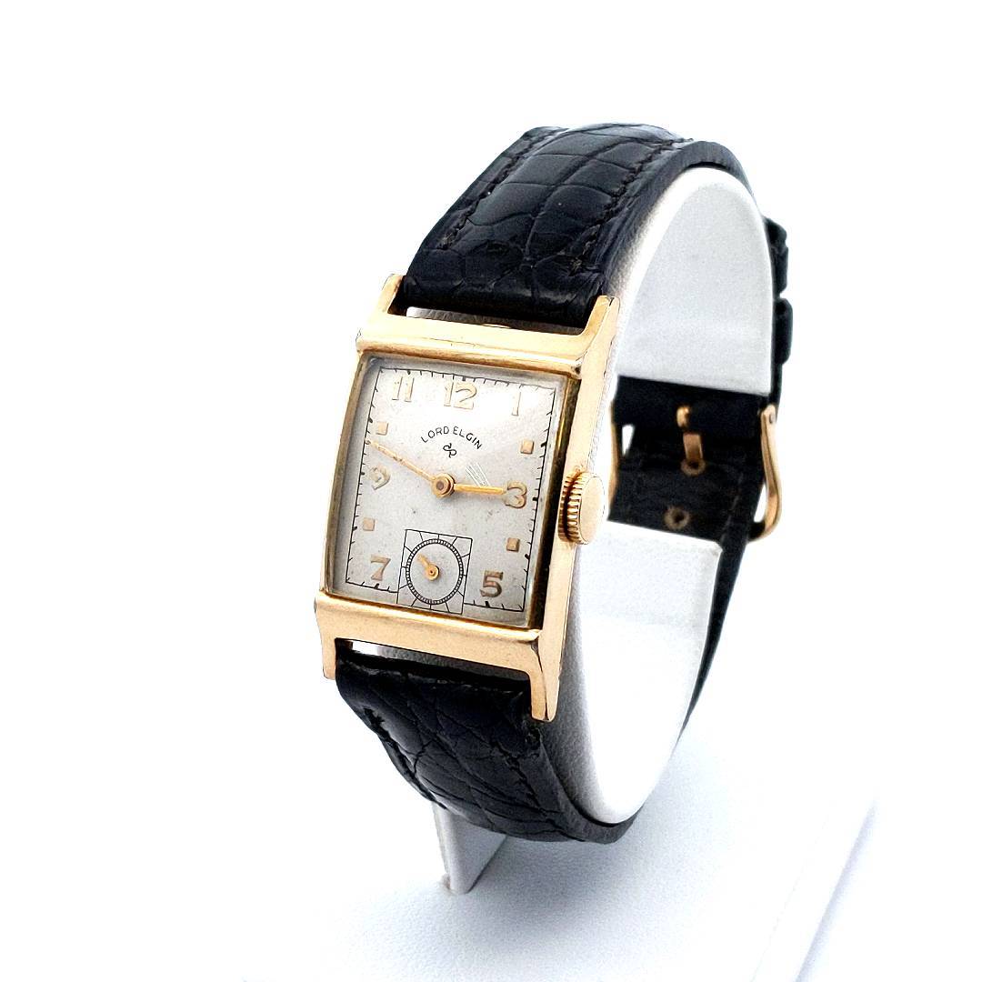 Vintage 14K Gold Filled Lord Elgin Manual Wind Tank Watch AS IS