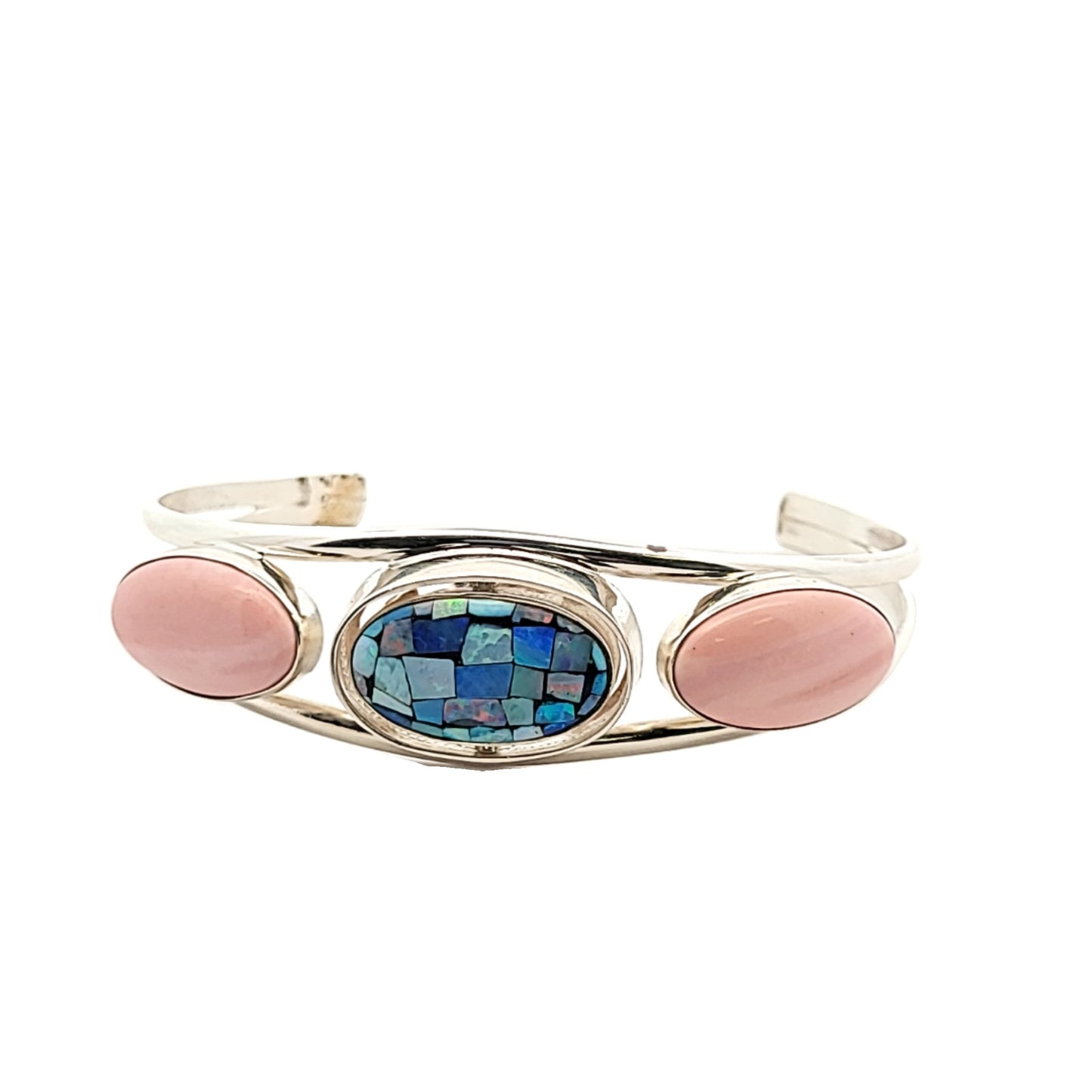 Jay King Sterling Silver Reversible Pink Opal & Opal Mosaic Cuff Bracelet