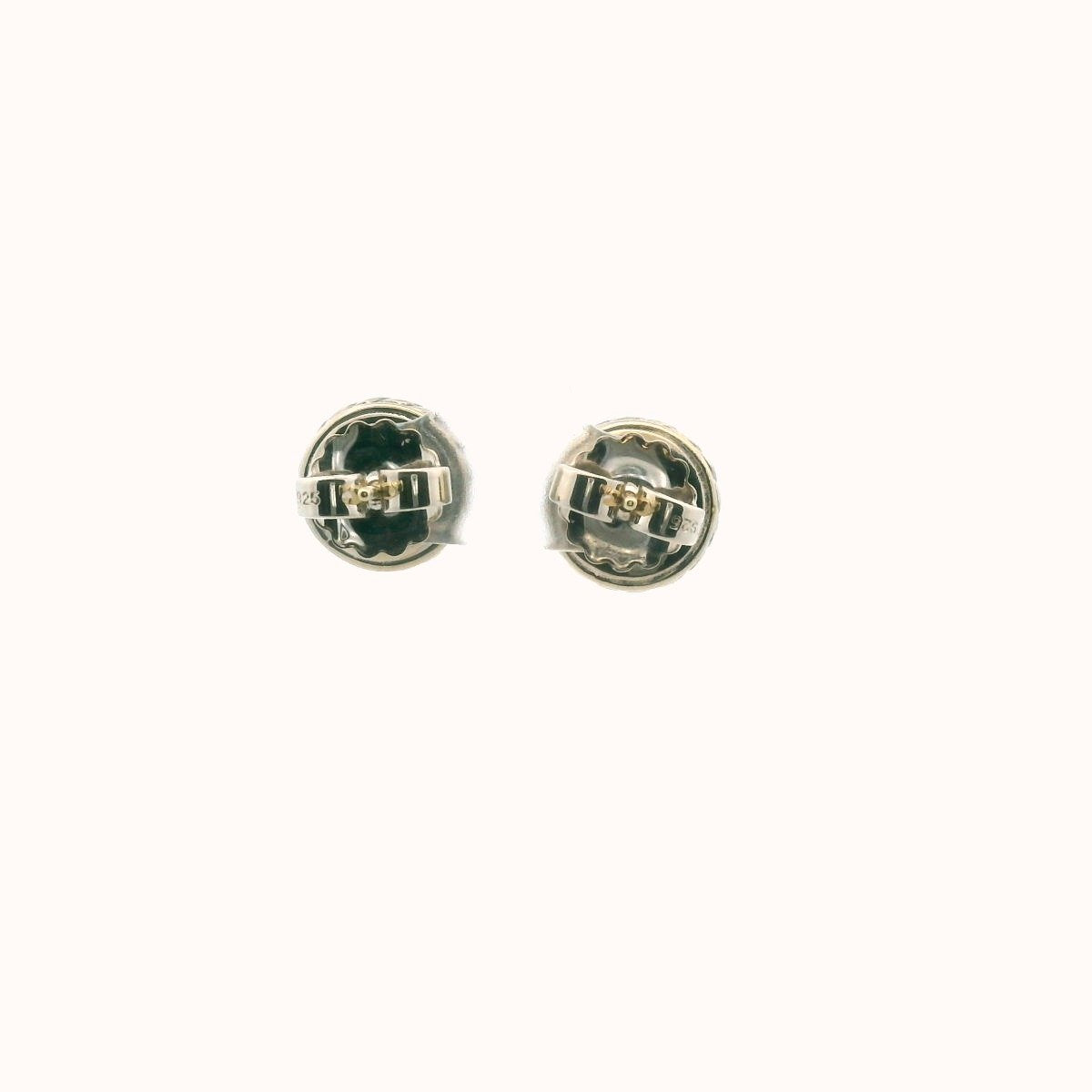 David Yurman Sterling Silver & 18K Gold Blue Topaz Earrings