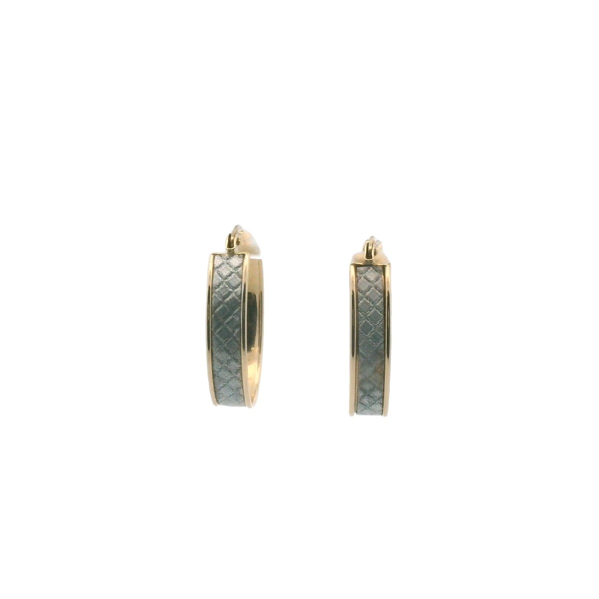 14K Two Tone Gold Textured Hoop Earrings