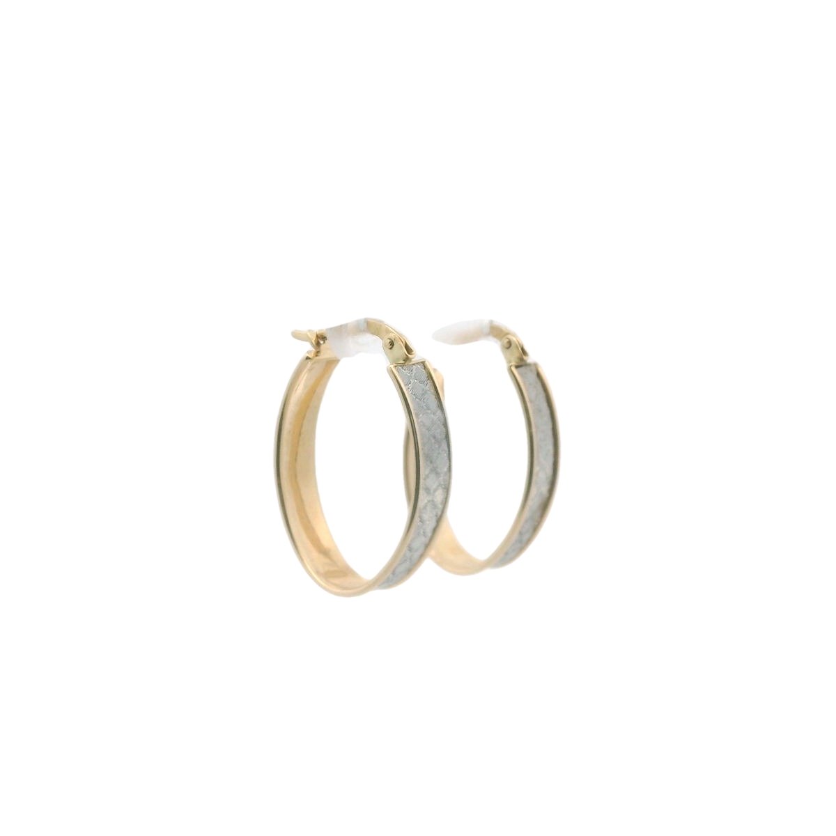 14K Two Tone Gold Textured Hoop Earrings