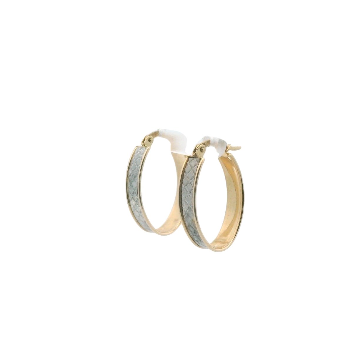 14K Two Tone Gold Textured Hoop Earrings