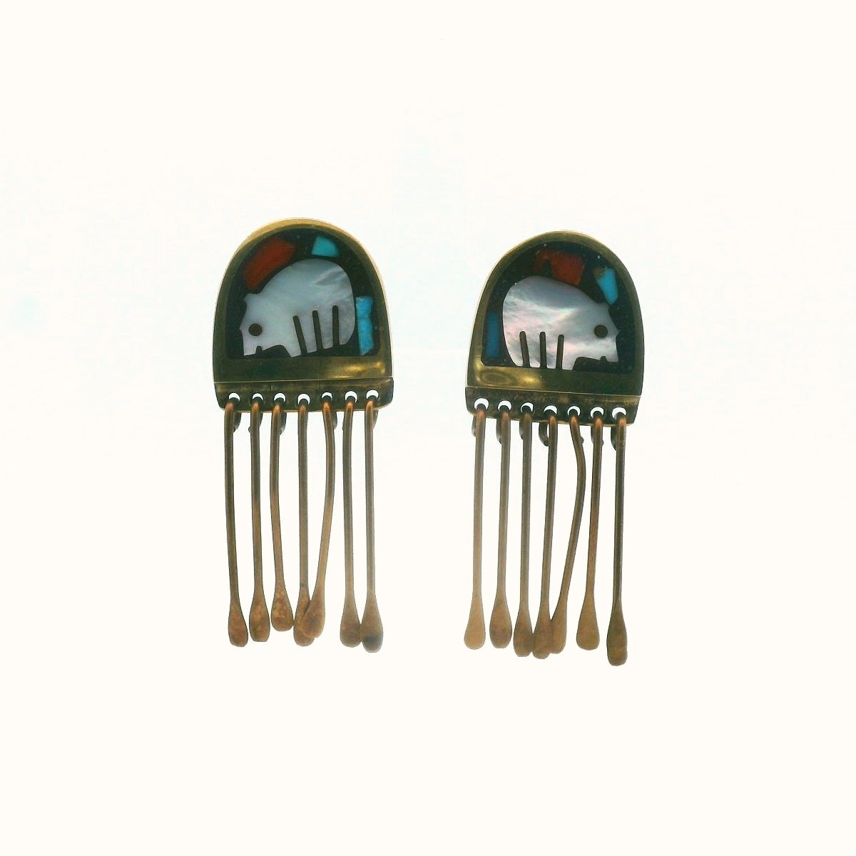 Shows Studio Bronze Gemstone Inlay Bear Clip-On Earrings
