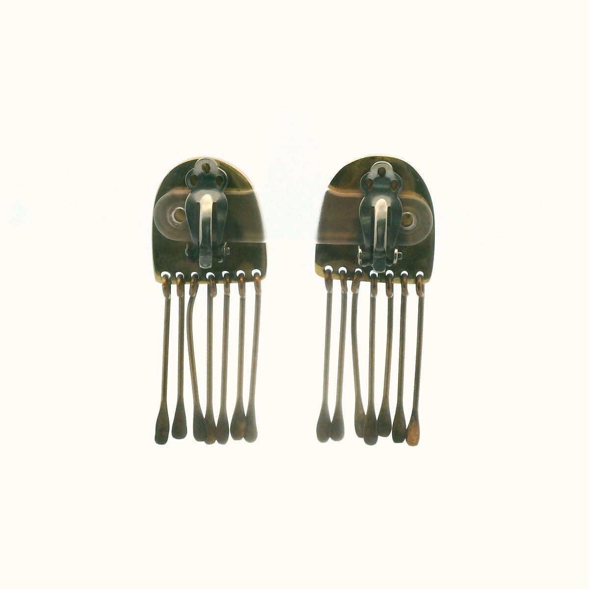 Shows Studio Bronze Gemstone Inlay Bear Clip-On Earrings
