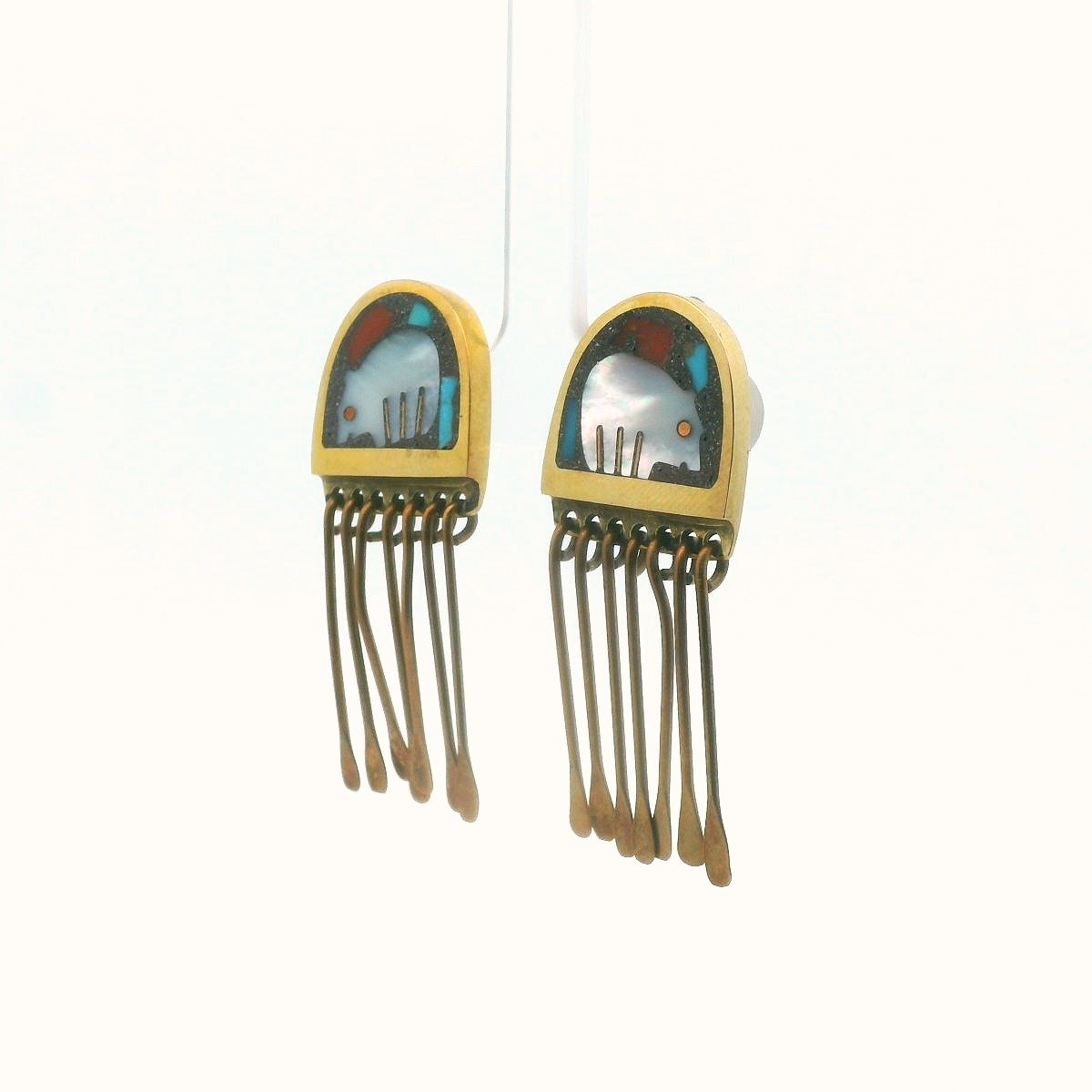 Shows Studio Bronze Gemstone Inlay Bear Clip-On Earrings