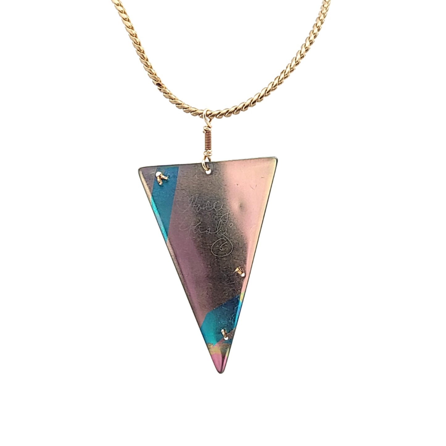 Holly yashi Pink & Blue Niobium Triangle Gold Filled Necklace