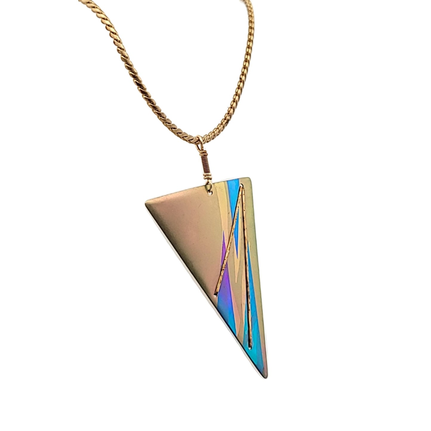 Holly yashi Pink & Blue Niobium Triangle Gold Filled Necklace