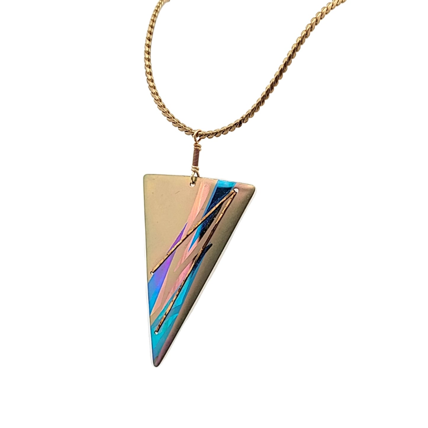 Holly yashi Pink & Blue Niobium Triangle Gold Filled Necklace