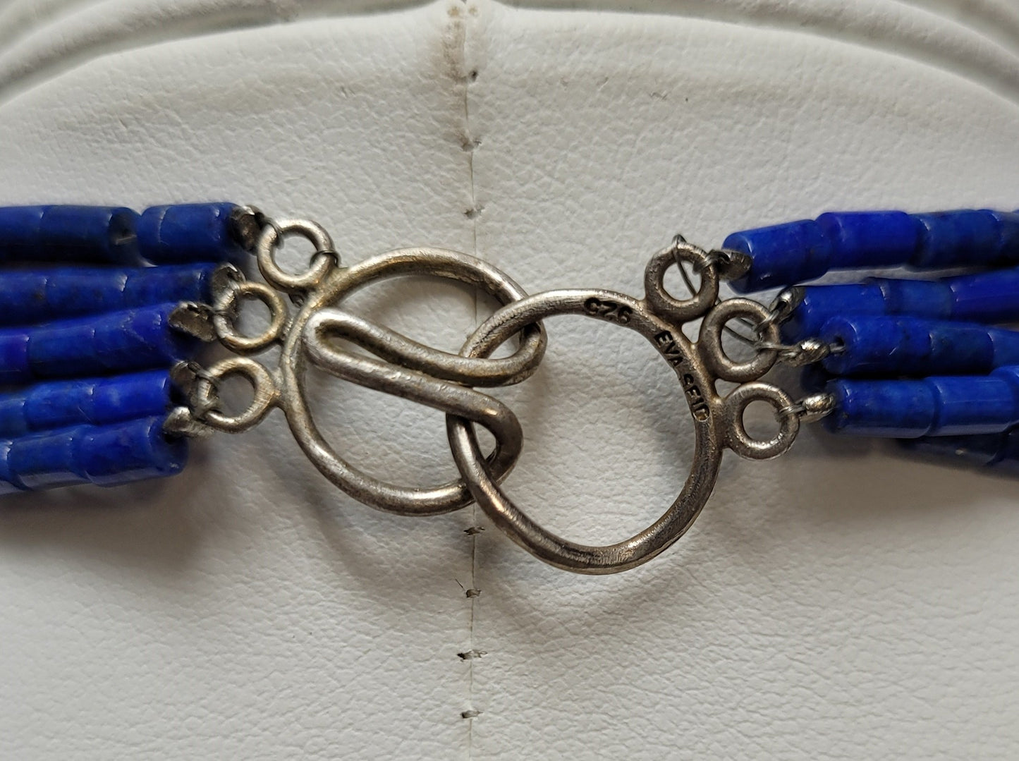 EVA SFID Sterling Silver Lapis Lazuli & Pearl 5-Strand Necklace
