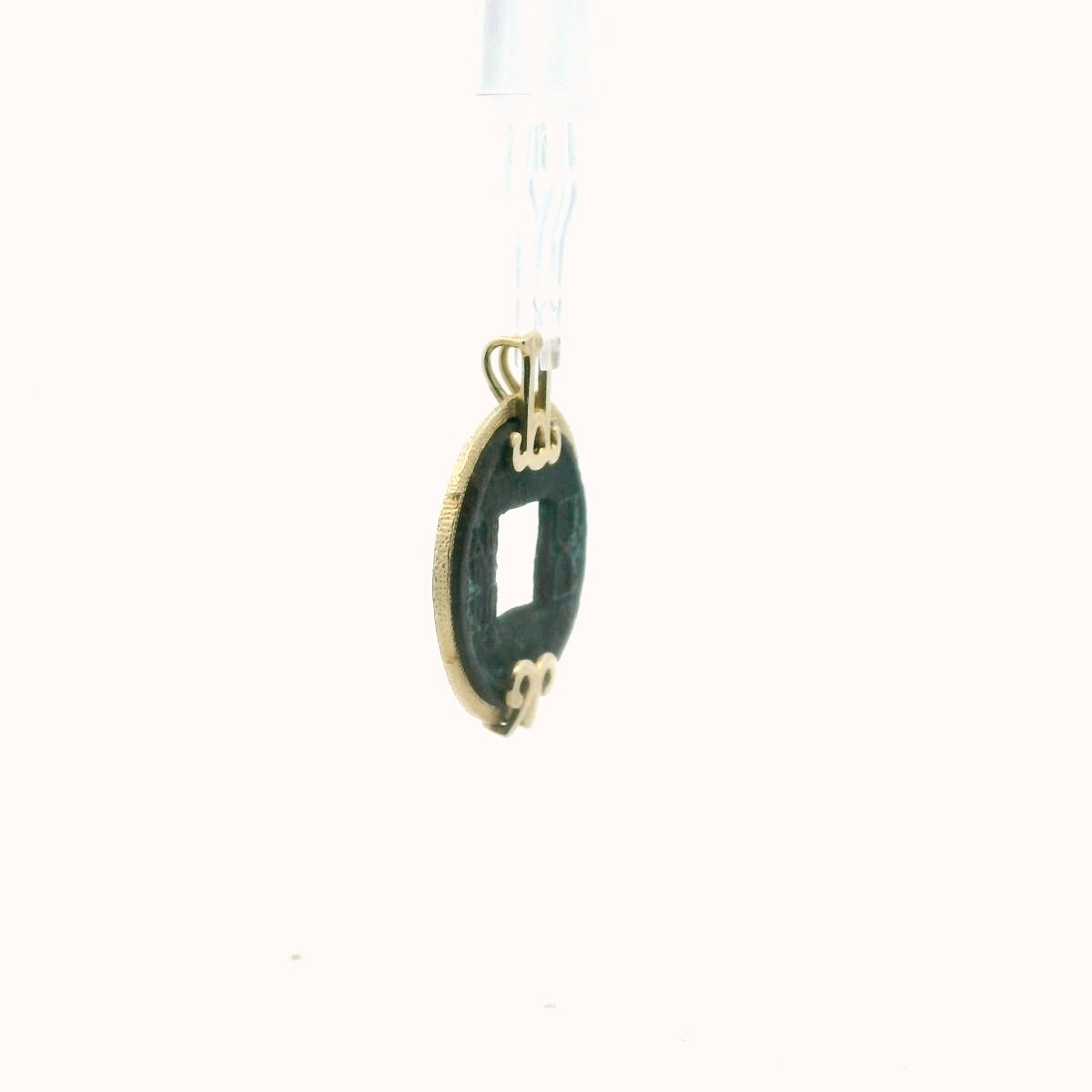 10K Yellow Gold Chinese Bronze Cash Coin Pendant