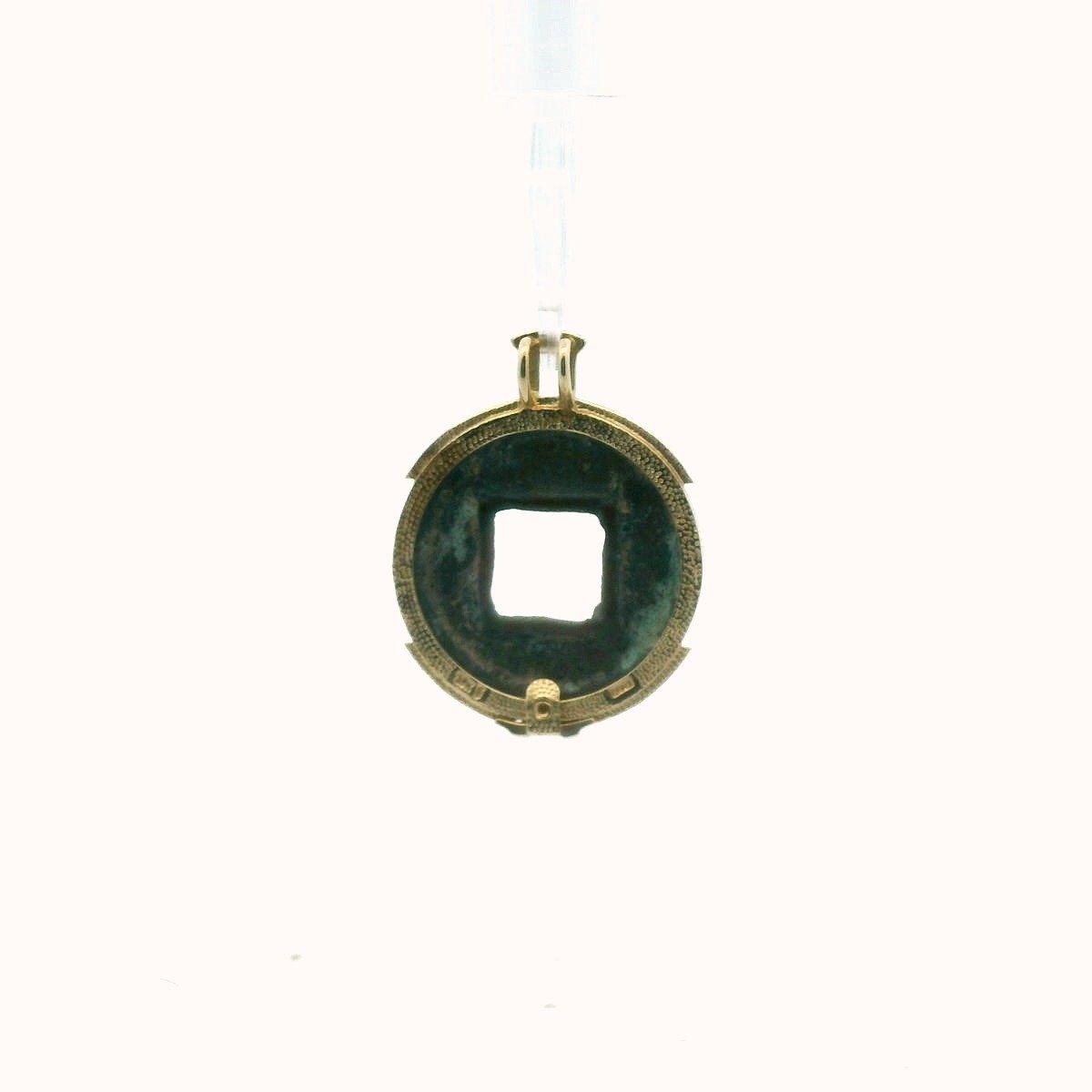 10K Yellow Gold Chinese Bronze Cash Coin Pendant