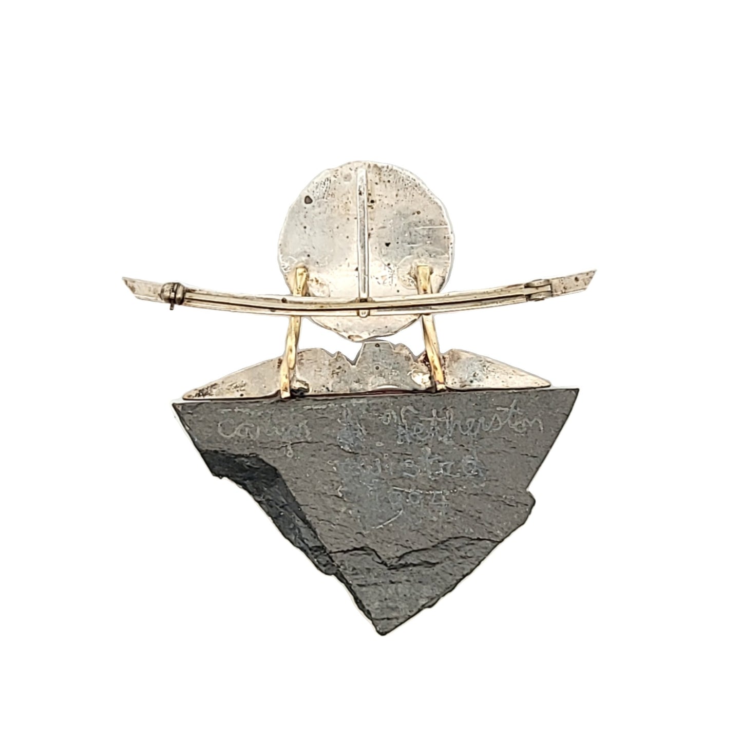 Caryn Hetherston Handmade Sterling Silver Jasper & Slate Libra Brooch
