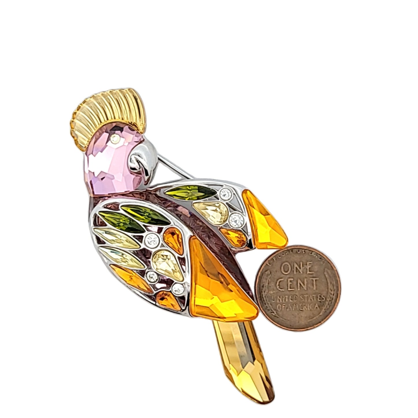 Daniel Swarovski Retired Sterling Silver Crystal Parrot Brooch
