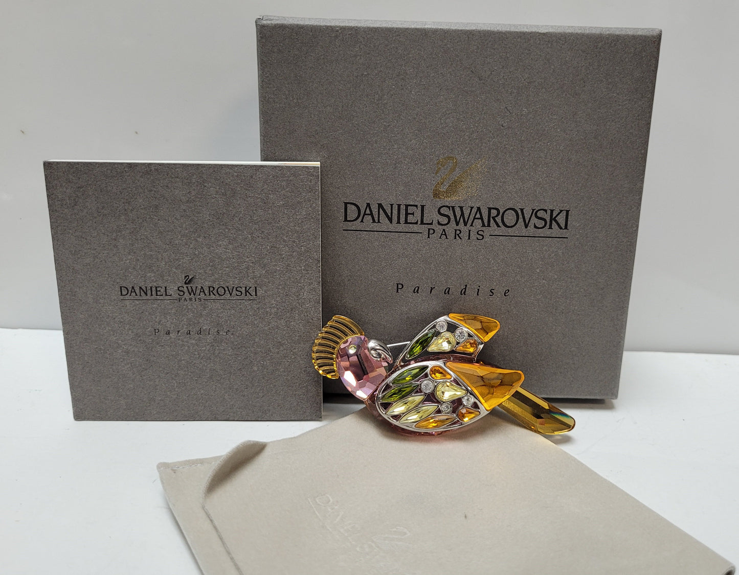 Daniel Swarovski Retired Sterling Silver Crystal Parrot Brooch