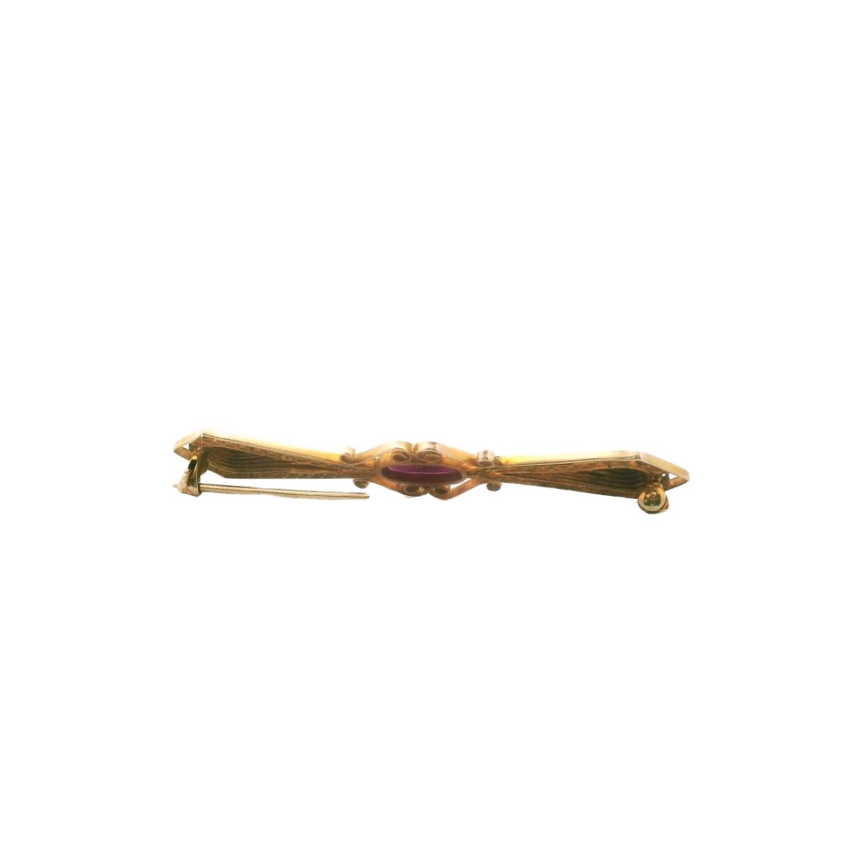 Antique Edwardian 10K Yellow Gold Lab Created Ruby Brooch