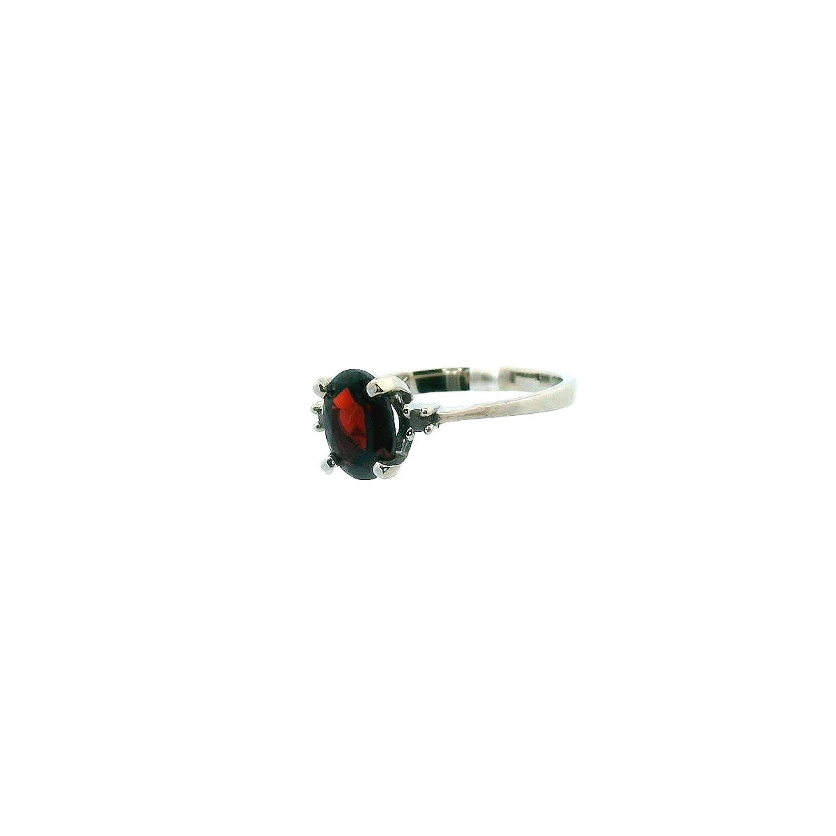 10K White Gold Diamond Garnet Ring