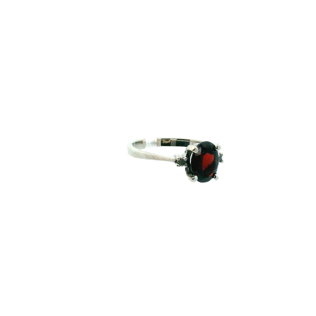 10K White Gold Diamond Garnet Ring