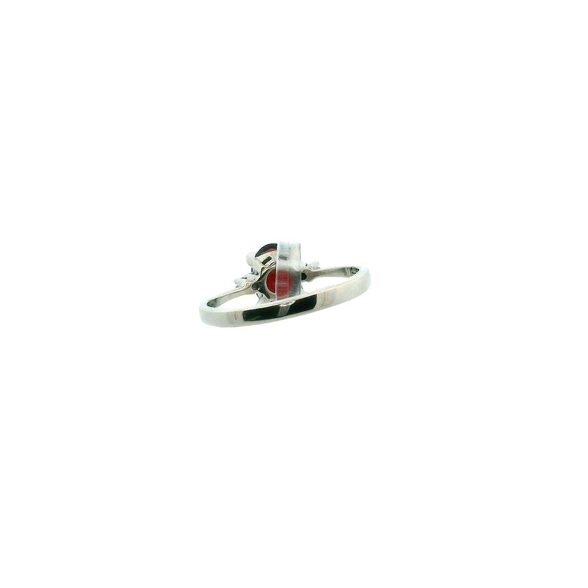 10K White Gold Diamond Garnet Ring