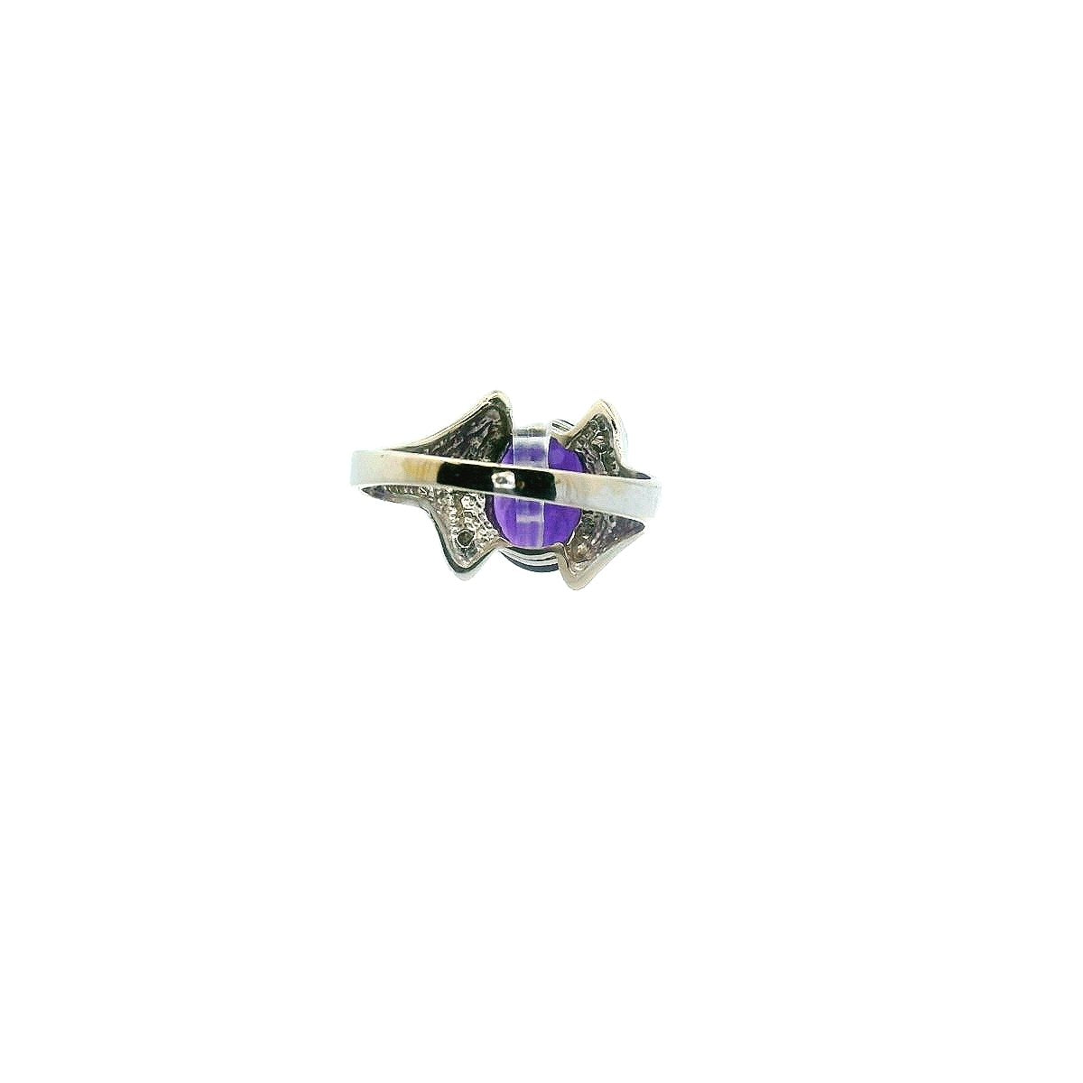 10K White Gold Diamond & Amethyst Ring