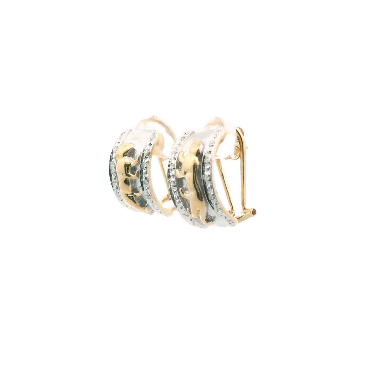 14K Two Tone Gold Diamond Panther Earrings