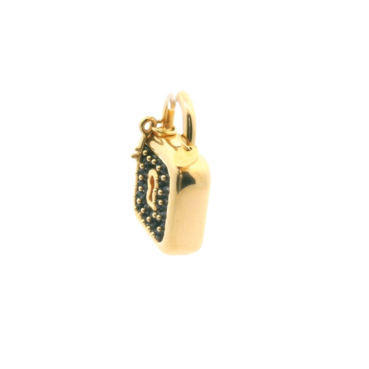Vintage 14K Yellow Gold Sapphire Bead Padlock Pendant