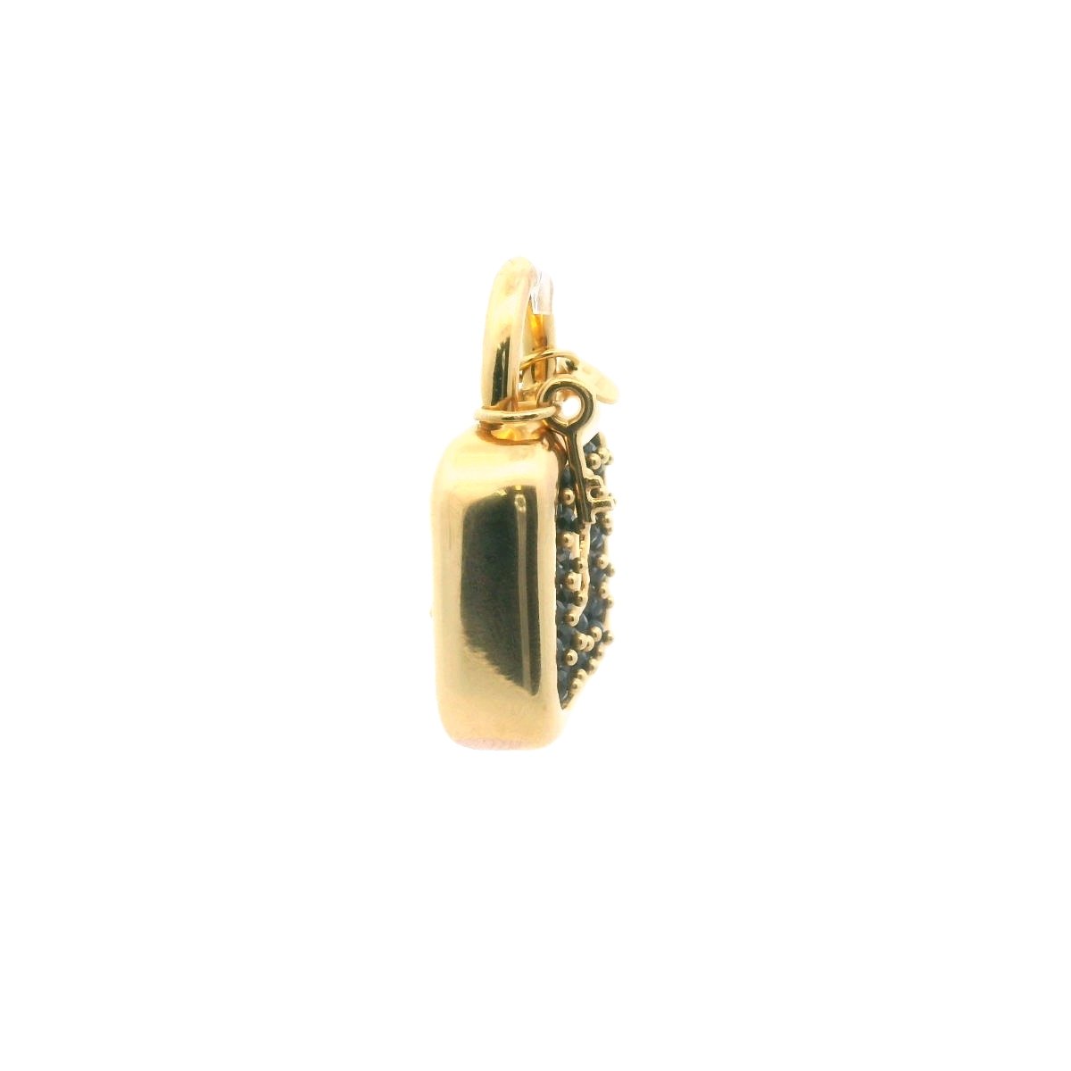 Vintage 14K Yellow Gold Sapphire Bead Padlock Pendant