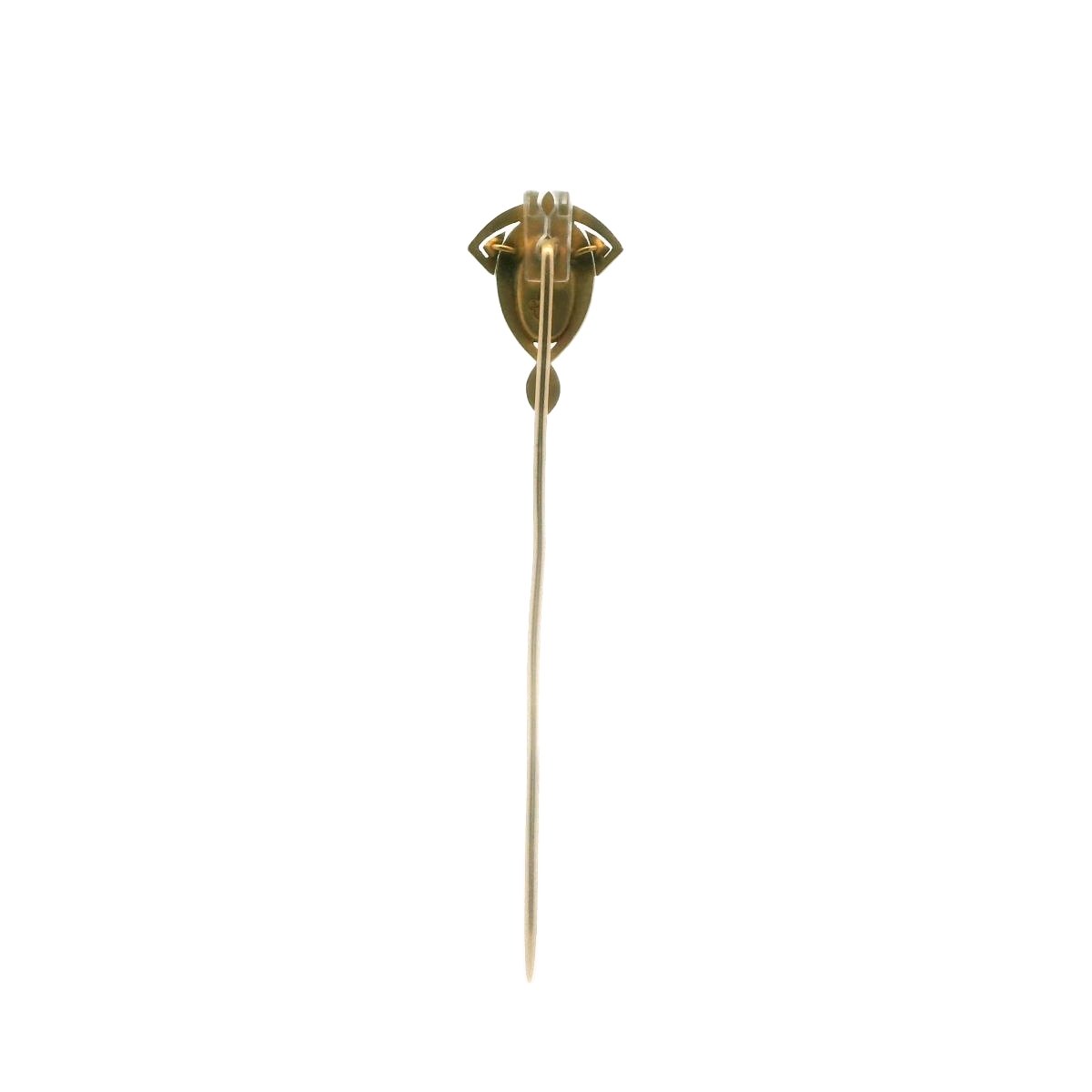 Alling & Co Art Noveau 14K Yellow Gold Nephrite Jade Stick Pin