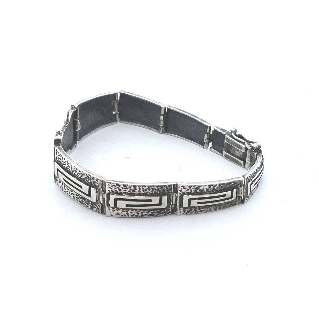 Estate Sterling Silver Native American Design Link Bracelet
