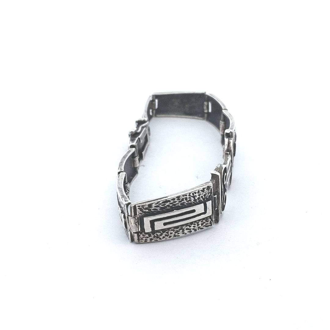 Estate Sterling Silver Native American Design Link Bracelet