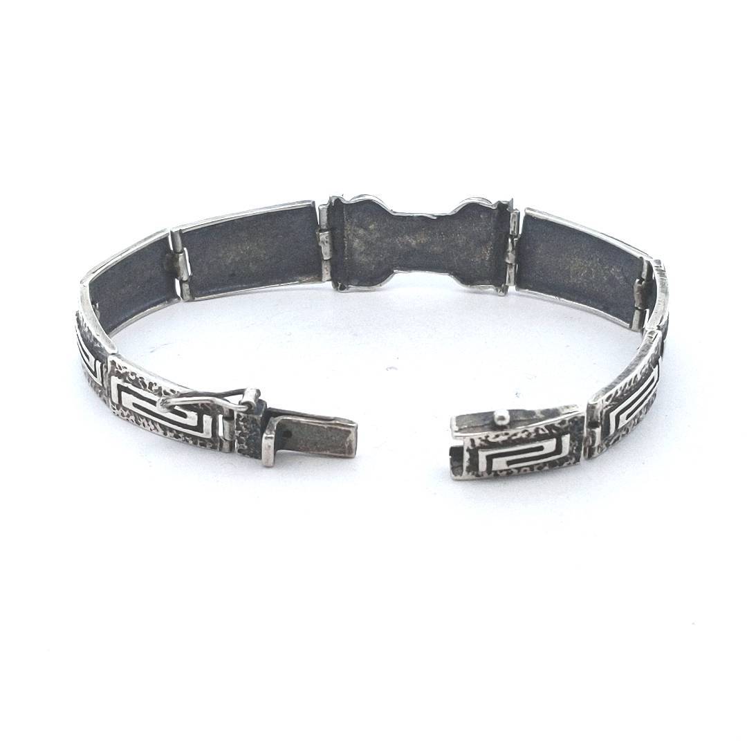 Estate Sterling Silver Native American Design Link Bracelet