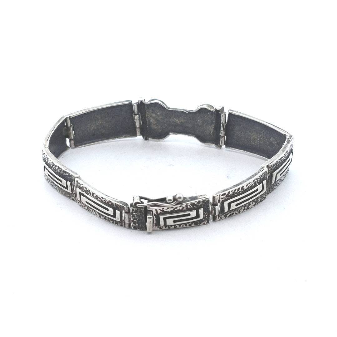 Estate Sterling Silver Native American Design Link Bracelet
