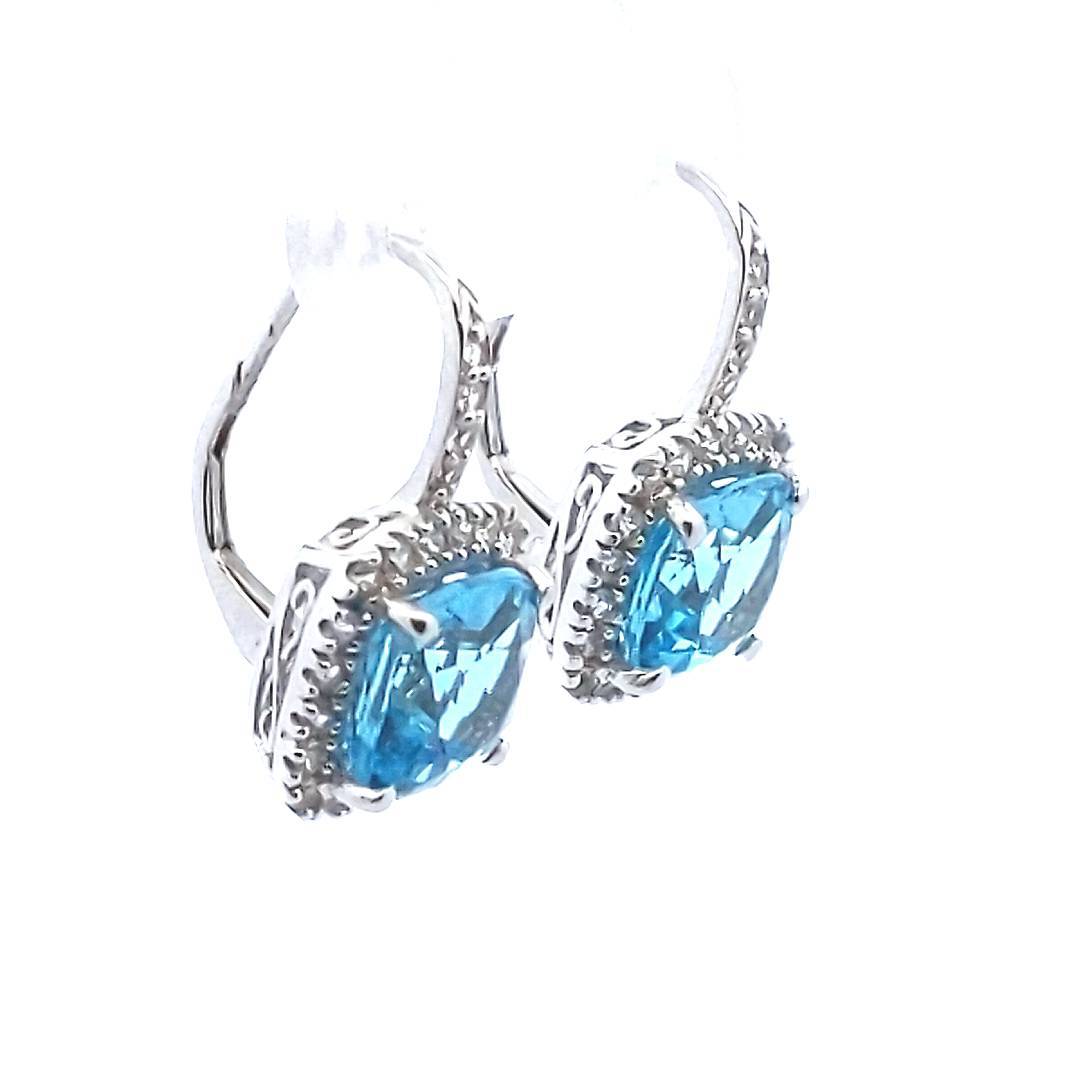 Michele Albala 14K White Gold Blue & White Topaz Earrings