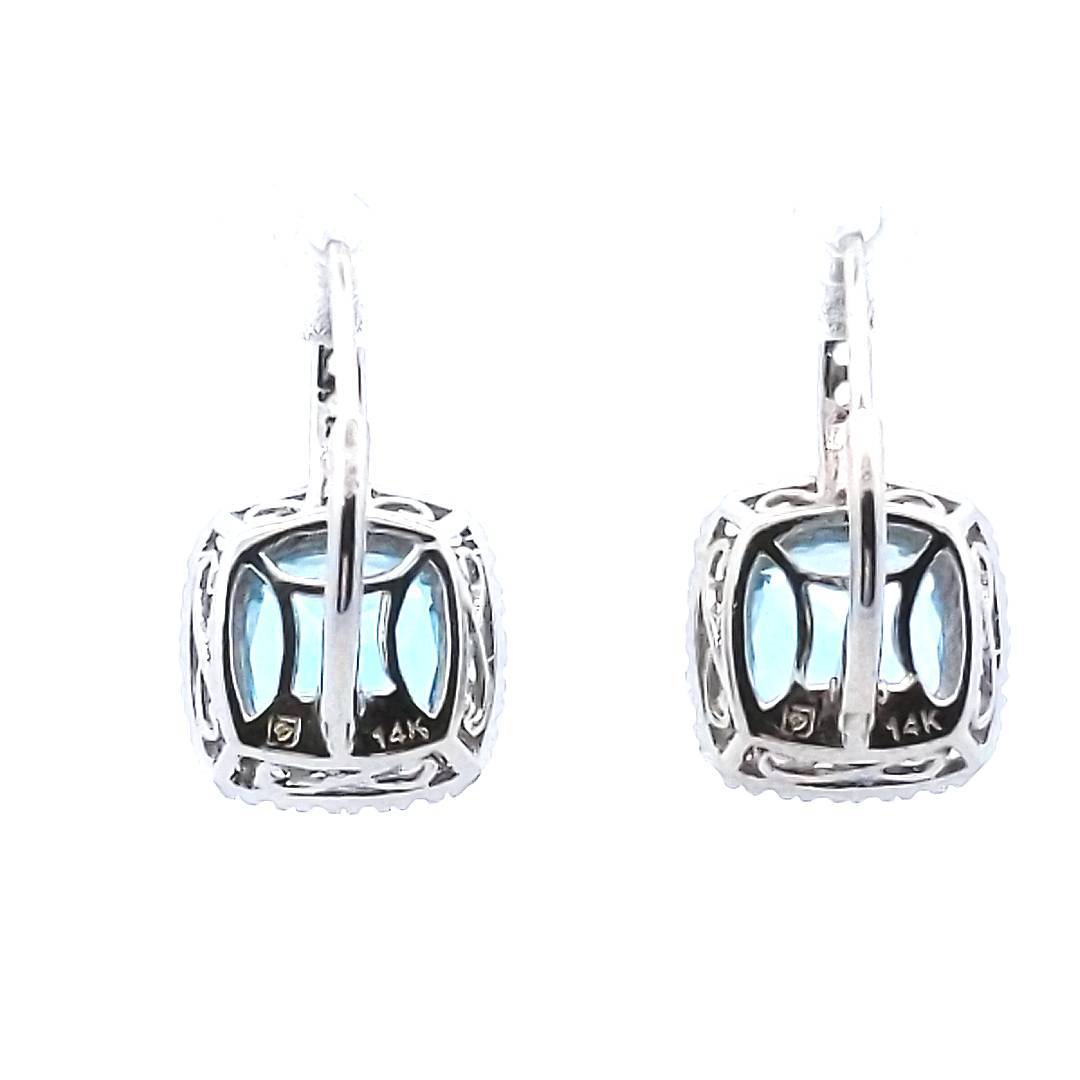 Michele Albala 14K White Gold Blue & White Topaz Earrings