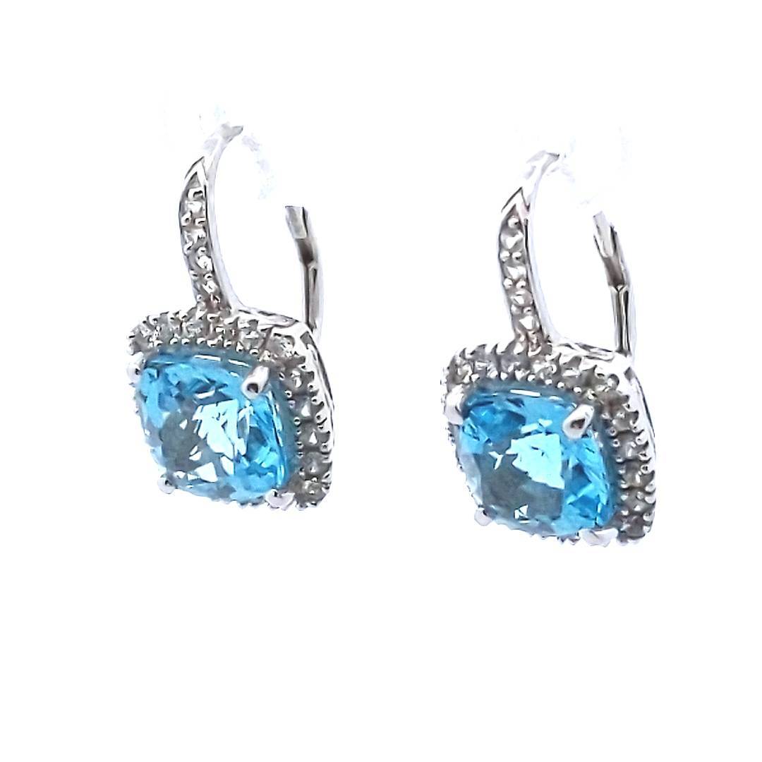 Michele Albala 14K White Gold Blue & White Topaz Earrings