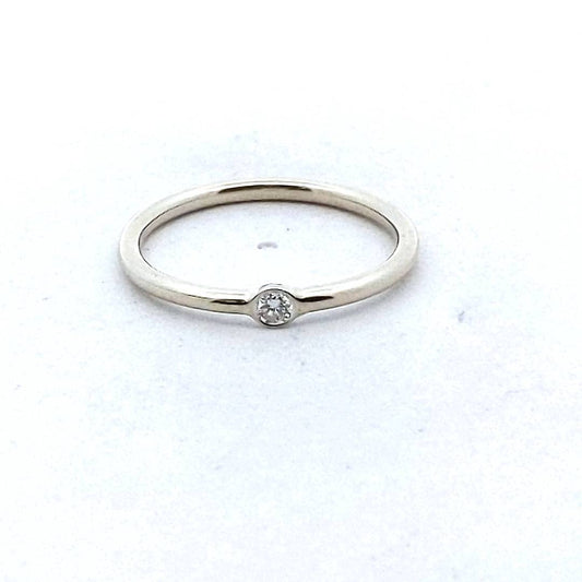 Estate 14K White Gold Bezel Set Diamond Stackable Band