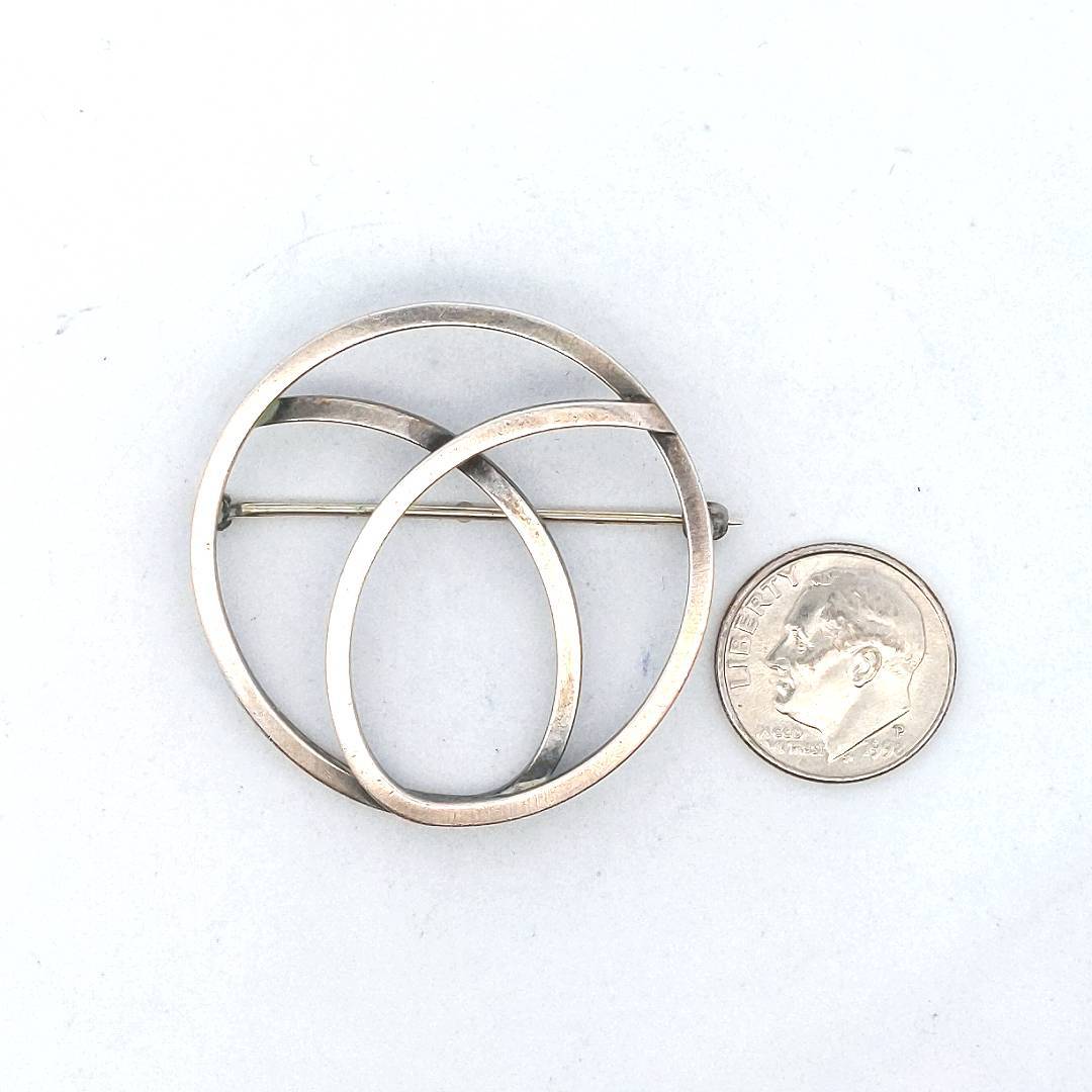 Vintage Paul Lobel Sterling Silver 1950s Mid-Century Circle Brooch & Earrings